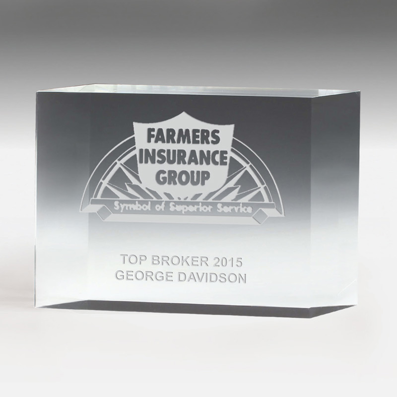 4" Thick Freestanding Acrylic Awards - 4" (Laser)