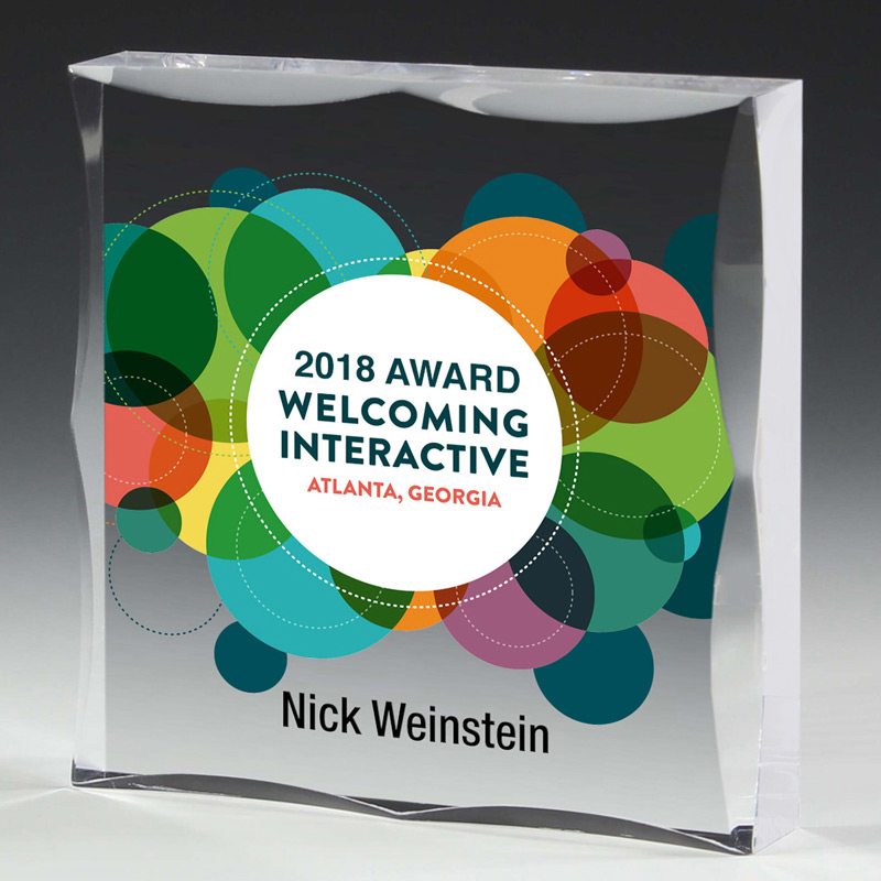 Scalloped Acrylic Paperweight Awards - 4" x 4" x 3/4" (Full Color)