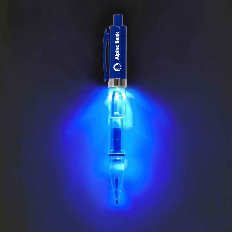 "Vicente" Light Up Pen with BLUE Color LED Light