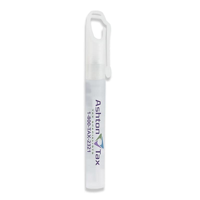 "SprayClip" 10 ml. Antibacterial Hand Sanitizer Spray Pump Bottle with Carabiner Clip Cap