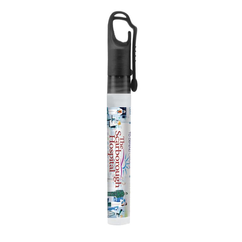 "SprayClip" 10 ml. Antibacterial Hand Sanitizer Spray Pump Bottle with Carabiner Clip Cap(PhotoImage Full Color)