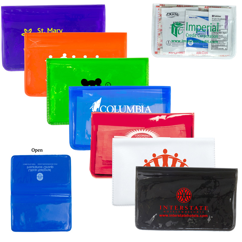 15 Piece Economy First Aid Kit in Colorful Vinyl Pouch