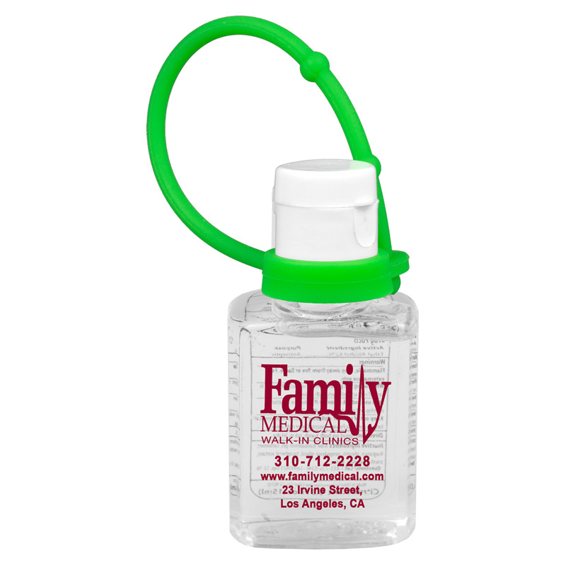 0.5 oz Compact Hand Sanitizer Antibacterial Gel in Flip-Top Squeeze Bottle with Colorful Silicone Leash