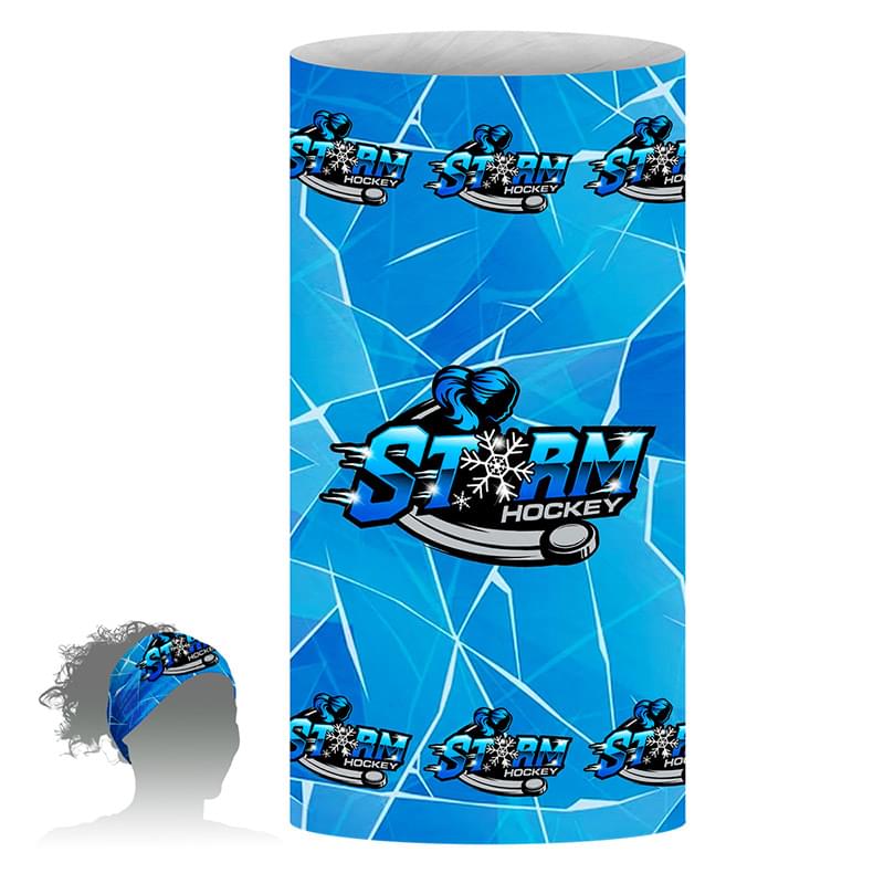 “THE FULL COLOR FANDANA™" Full Color Sublimation" Multi-Functional Gaiter & Headwear – 9-3/4" W x 17-3/4" H