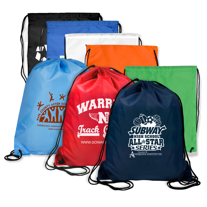 14-1/2"W x 17-1/2" H - 210D Polyester Drawstring Cinch Pack Backpack