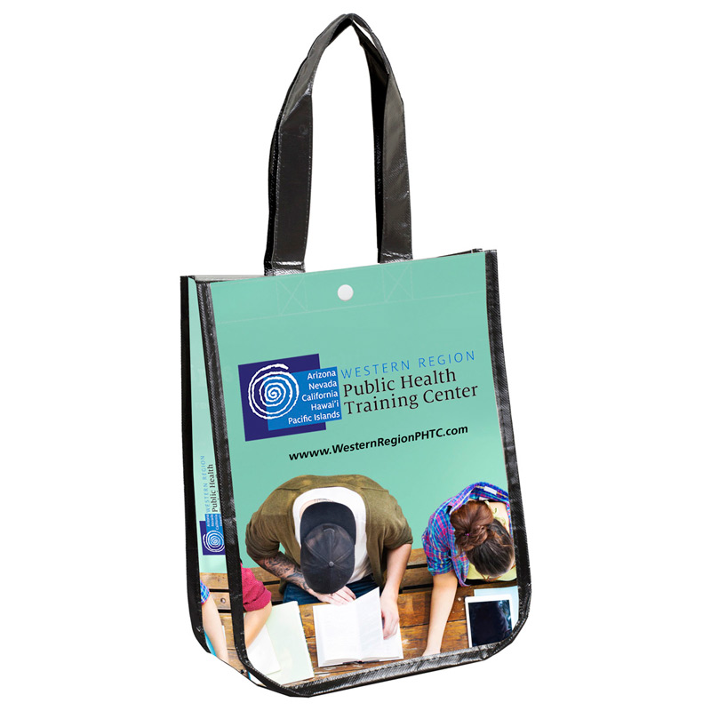 9-1/4" W x 12" H - "Lauren" Small Non-Woven Full Color Laminated Wrap Carry All Tote and Shopping Bag