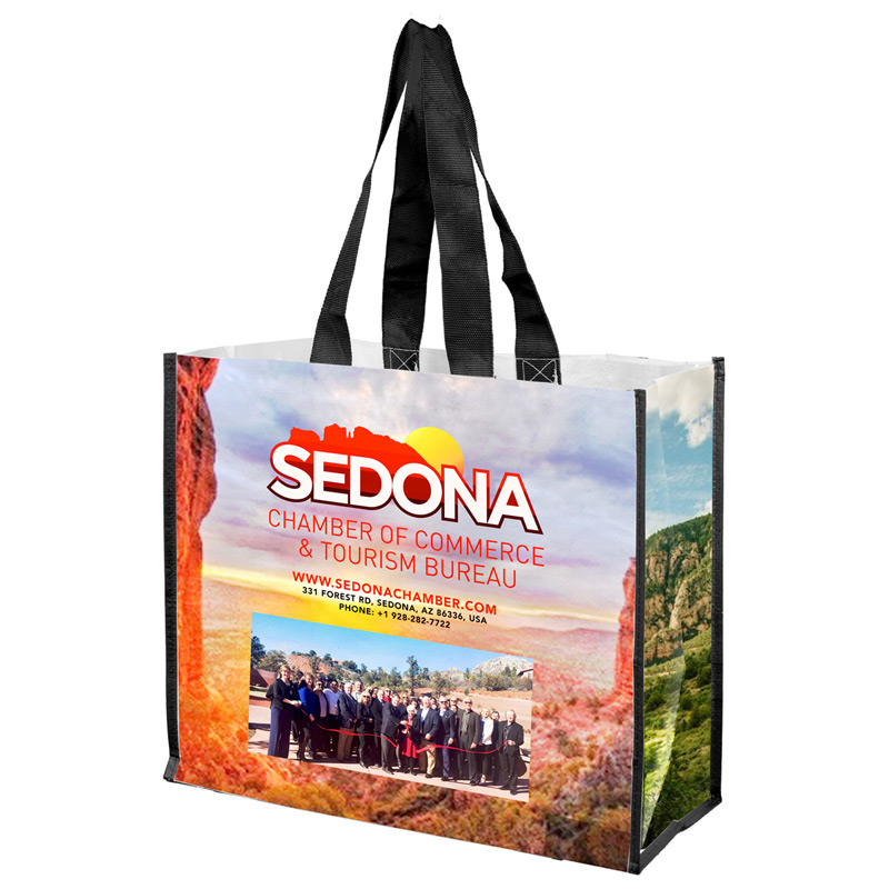 17" W x 14" H - 'Wendy' Full Color Laminated Woven Wrap Tote and Shopping Bag