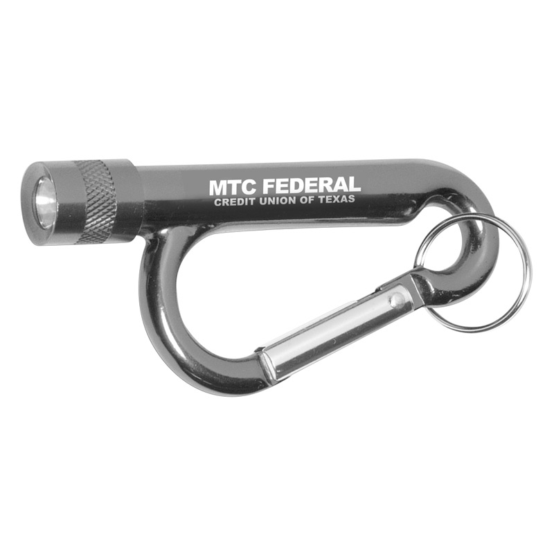 Metal Carabiner Flashlight with Split Ring Attachment