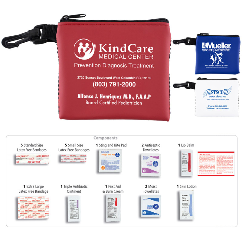 "Park Doc" 16 Piece All Purpose First Aid Kit in Zipper Mesh Pouch