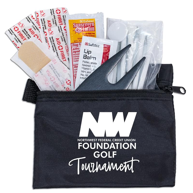 "DEL MONTE 15" 15 Piece Golf Kit Components inserted into Zipper Pack