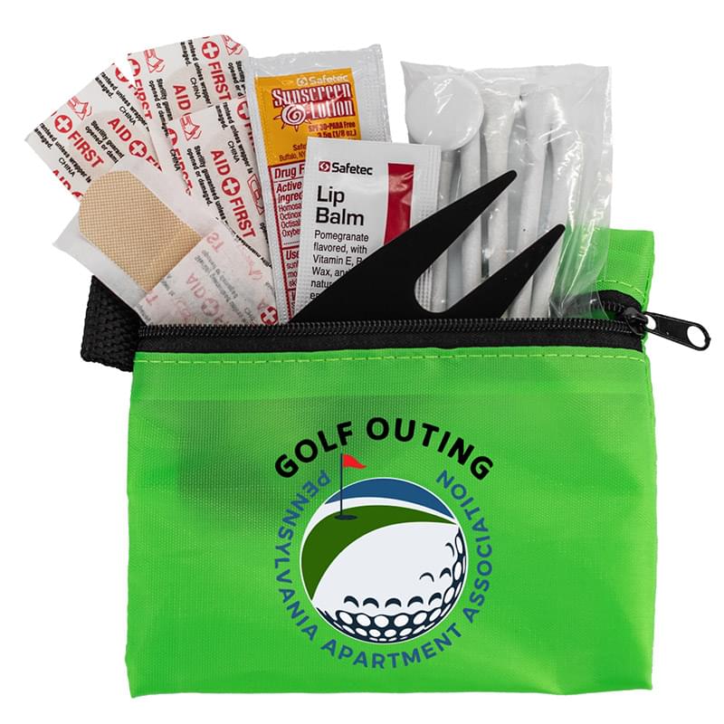 "DEL MONTE 15" 15 Piece Golf Kit Components inserted into Zipper Pack