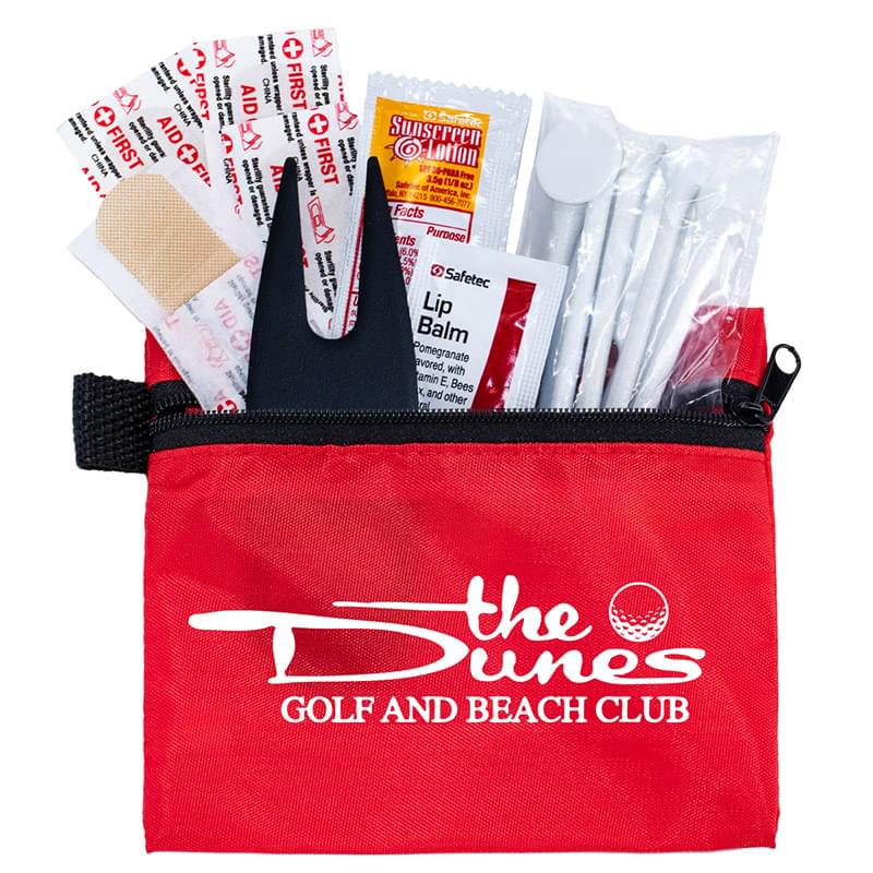 "DEL MONTE 15" 15 Piece Golf Kit Components inserted into Zipper Pack