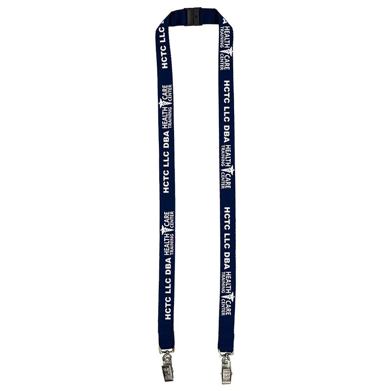 3/4" Dual Attachment Polyester Silkscreen Lanyard with FREE Breakaway Safety Release