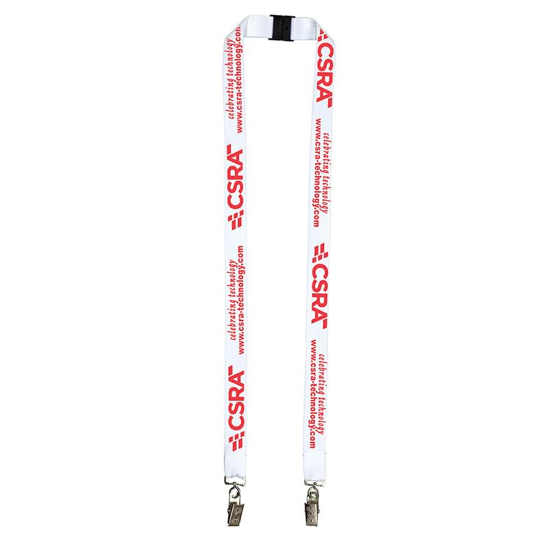3/4" Dual Attachment Polyester Silkscreen Lanyard with FREE Breakaway Safety Release