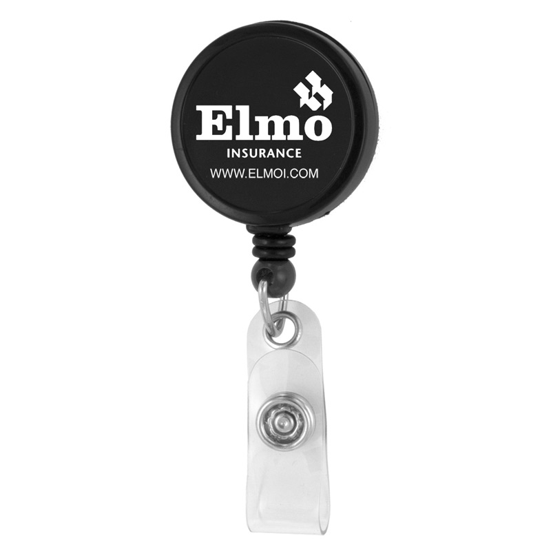 30" Cord Round Jumbo Imprint Retractable Badge Reel and Badge Holder with Metal Slip Clip Backing