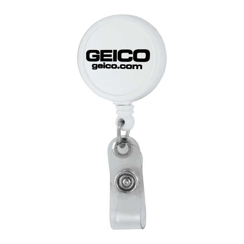 30 Cord Round Jumbo Imprint Retractable Badge Reel with Metal Slip Clip Backing and Badge Holder