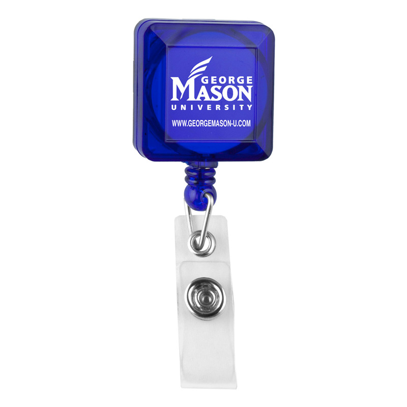 30" Cord Square Retractable Badge Reel and Badge Holder with Metal Slip Clip Backing (Spot Color Print)