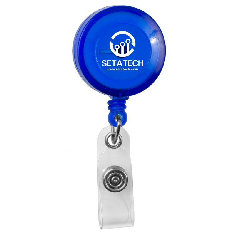 30" Cord Round Retractable Badge Reel and Badge Holder with Rotating Alligator Clip Backing (Spot Color Print)