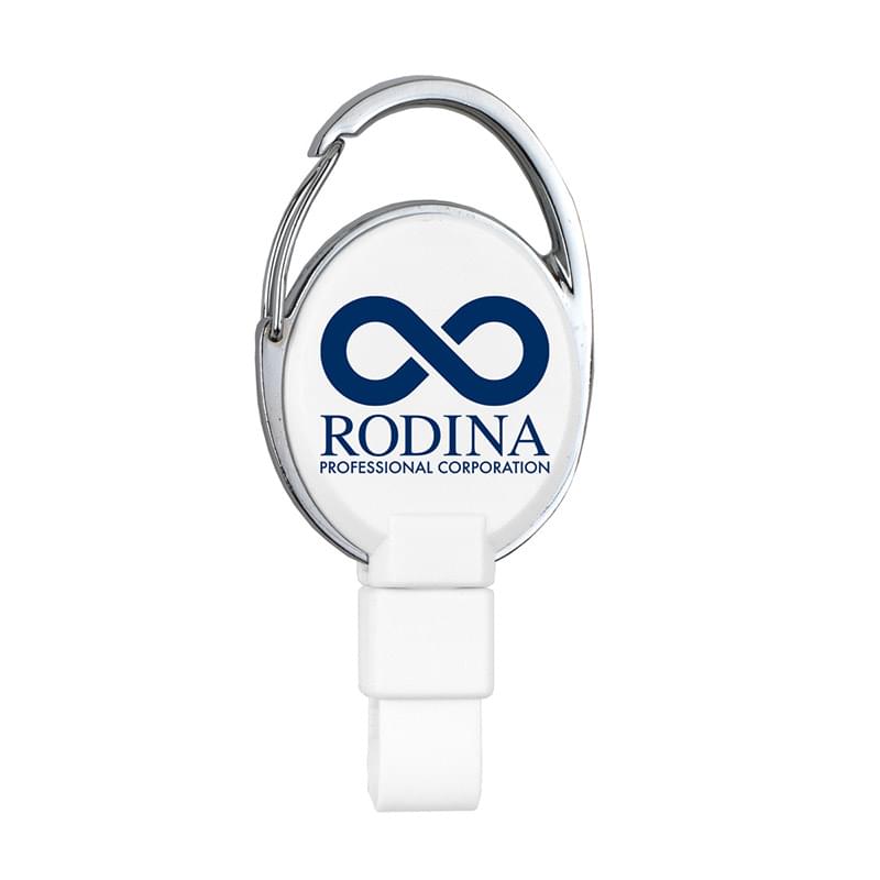 "BEXLEY" PVC FREE RECYCLED PLASTIC CARABINER BADGE REEL W/METAL CLIP (Patent US 11,974,638 B1)