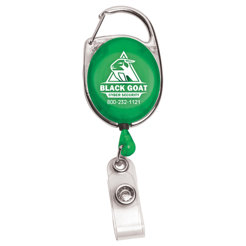30" Cord Retractable Carabiner Style Badge Reel and Badge Holder