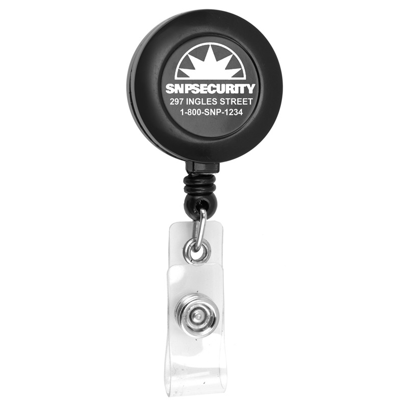 30" Cord Round Retractable Badge Reel and Badge Holder with Metal Slip Clip Backing (Spot Color Print)