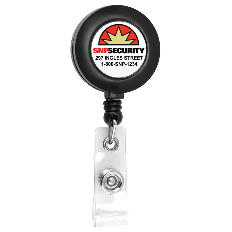 30" Cord Round Retractable Badge Reel and Badge Holder with Metal Slip Clip Backing