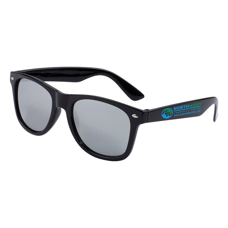 "Clairemont" Colored Mirror Tint Lens Sunglasses with High Gloss Frame