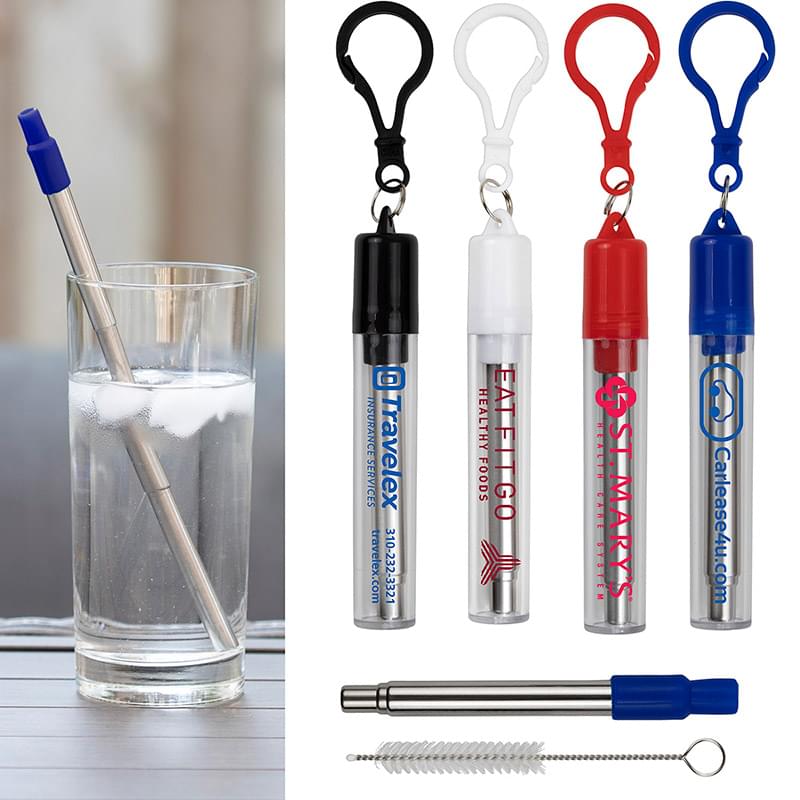 "Eco-Collapsible Straw" 8" Reusable Stainless Steel Straw