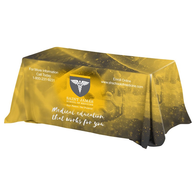 6' 4-Sided Throw Style Table Covers & Table Throws Full Color Dye Sublimation Imprint - Fits 6' Foot Table