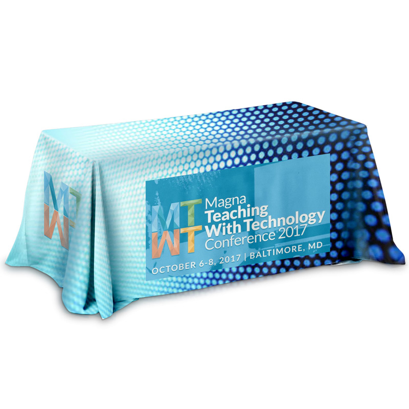 8' 3-Sided Throw Style Table Covers Full Color Dye Sublimation Imprint - Fits 8 Foot Table