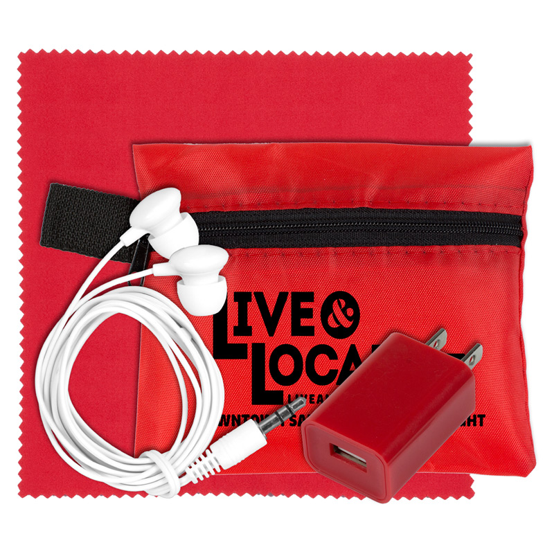 Tech Travel Accessory Kit with Microfiber Cleaning Cloth