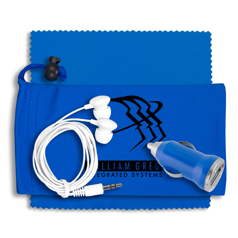 Mobile Tech Auto Accessory Kit in Microfiber Cinch Pouch