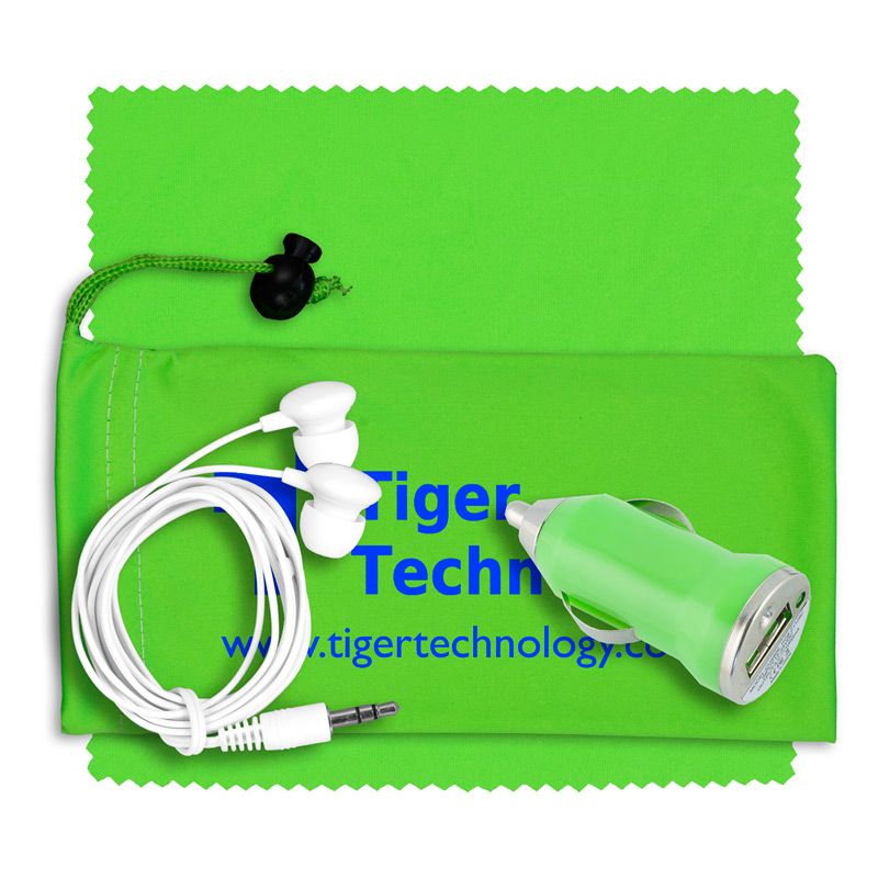 Mobile Tech Auto Accessory Kit in Microfiber Cinch Pouch