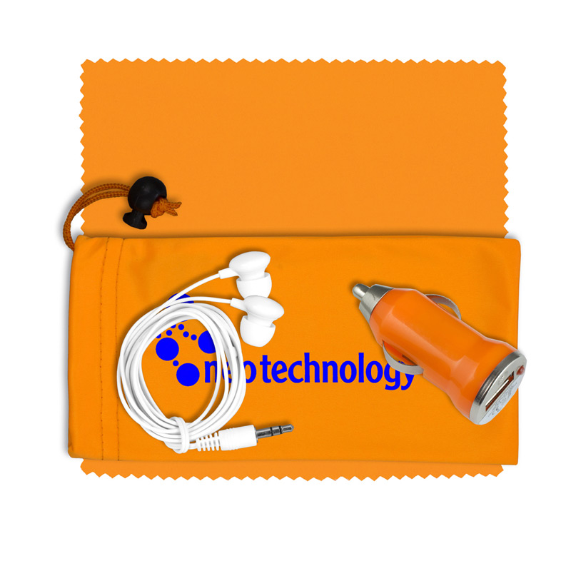 Mobile Tech Auto Accessory Kit in Microfiber Cinch Pouch
