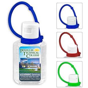 2 oz Hand Sanitizer Antibacterial Gel with Colorful Silicone Carry Leash