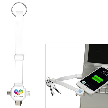 "Triple" 3-in-1 Charging Cable Keyholder for Cell Phones and Tablets with Type C Connector (Photoimage Full Color)