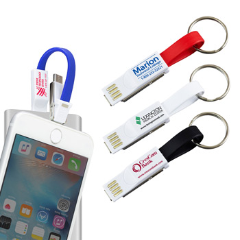 "Winslow" Keychain 3-in-1 Cell Phone Charging Cable with Type C Adapter