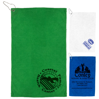 "The Iron" 300 GSM Heavy Duty Microfiber Golf Towel with Metal Grommet and Clip 12"x18"