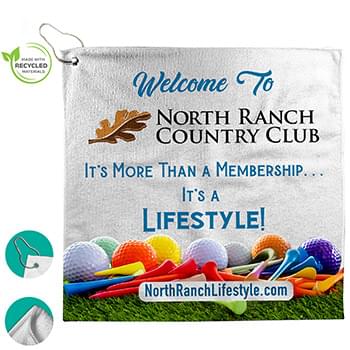 "BIRDIE" 15" x 15" Recycled Polyester Full Color Sublimation Golf Towel