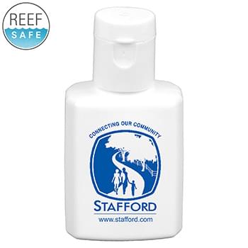 "SunFun" .5 oz Broad Spectrum SPF 30 Sunscreen Lotion In Solid White Flip-Top Squeeze Bottle (Spot Color)