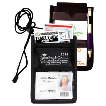 8 Function Tradeshow Bagdeholder, Neck Wallet, and Travel Passport and Boarding Pass Holder
