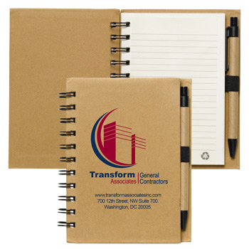 Larger Size Recycled Jotter Notepad Notebook with Recycled Paper Pen