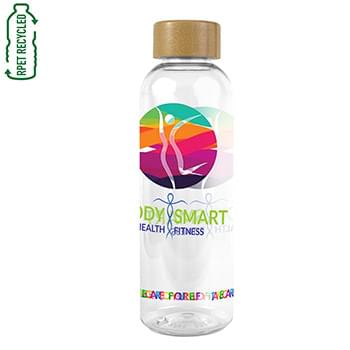 “CLEARLY" 22 oz Rpet Reusable Bottle With Bamboo Cap