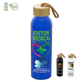 "WHITNEY" 22oz Recycled RPET Aluminum Bottle With a Bamboo Lid