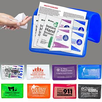 Sanitizer & Wipes On-the-Go Kit in Colorful Vinyl Pouch