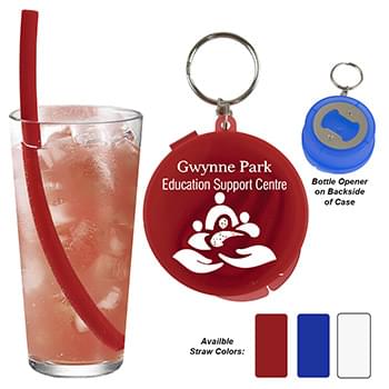 "STINSON" 10" Reusable Silicone straw in Bottle opener case