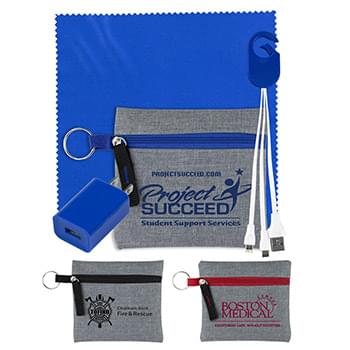"Sundale" Mobile Tech Kit Charging Cables, Microfiber & Charging Cables in Zipper Kit
